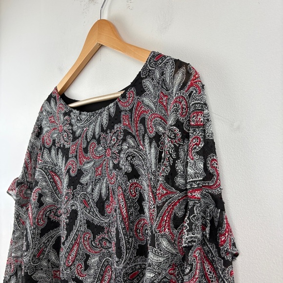 Northern Reflection Paisley Ruffle Sleeves Peasant Blouse - Picture 3 of 7
